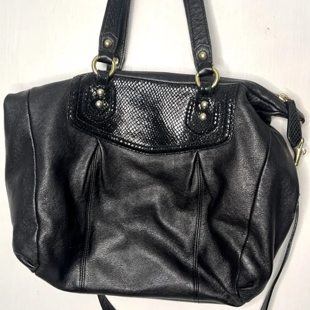 Coach Ashley Black Python Leather Satchel Purse